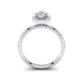 Gabriano Lila 4 tırnaklı tektaş yüzük; GIA-HRD sertifikalı oval pırlanta ve beyaz altın montürün yandan görünüşü